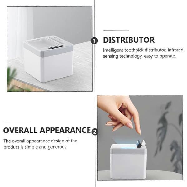 Smart Toothpick Holder For Home Kitchen, Automatic Dispenser With Intelligent Induction, Large Capacity 250 Toothpicks, Sensitive Detection 120