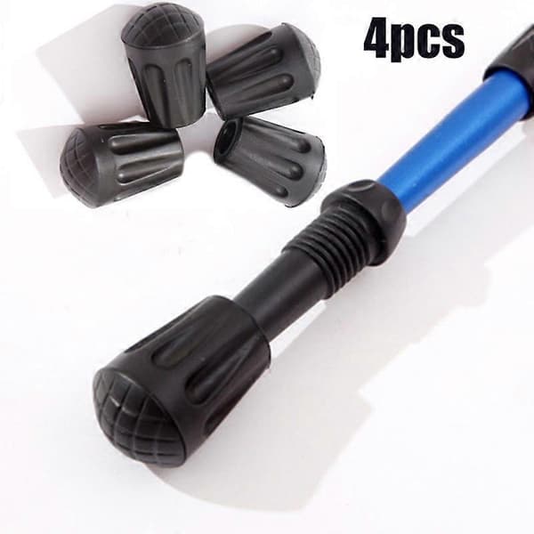 4-pack Rubber Tips for Trekking Poles - Replacement Ferrules and End Caps for Hiking and Walking
