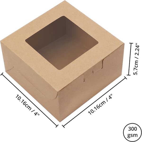 Brown Kraft Paper Boxes with Transparent Window (50-pack) - Cake Box