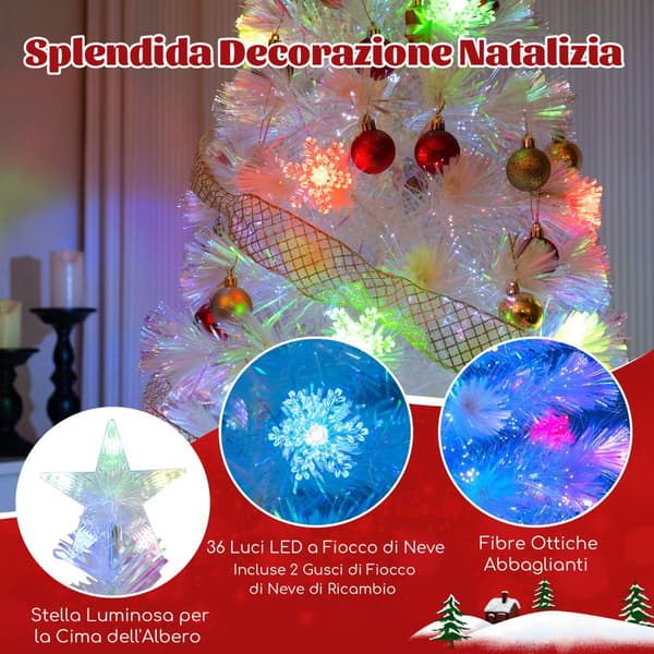 Fiberoptisk juletræ 180 cm, LED-snefnug, stjerne