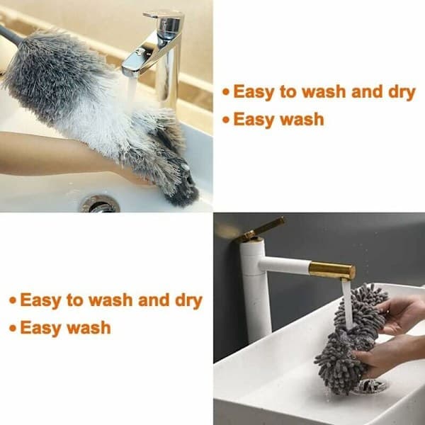 6 Pieces Telescopic Duster, Cobweb Brush, Washable Microfiber Duster for Various Cleaning, Telescopic Feather, A