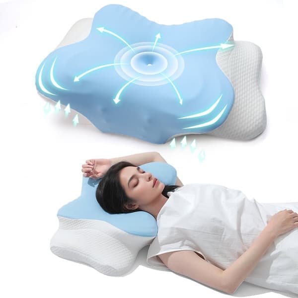 Ergonomic Pillow - Neck Pillow - For Back, Stomach, and Side Sleepers - Memory Foam - Sleeping Pillow