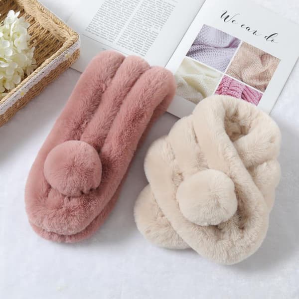 Dame Skjerf-Grå-Varmt Fluffy Fuskepels Skjerf