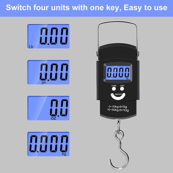 Electronic Luggage Scale with Hook, Max 50kg/110lb Portable Digital Scale, with LCD Display and One-Button Tare Function