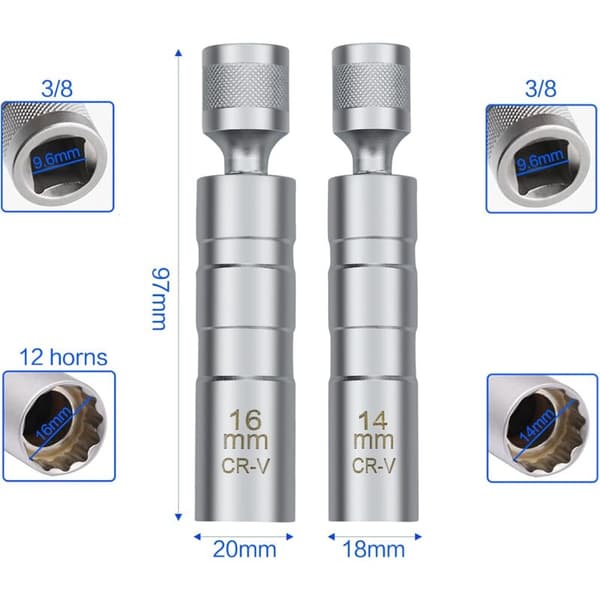 14/16mm Spark Plug Wrench, Universal Magnetic Spark Plug Socket Removal Tool for Car Spark Plug Removal
