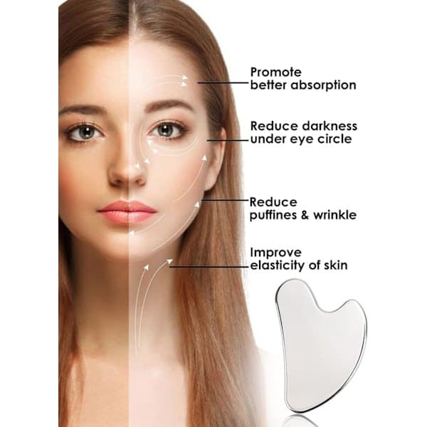 Gua Sha Massage Tool, Stainless Steel Gua Sha Tool, Gua Sha Scraper for Facial Slimming and Contouring, Heart-shaped