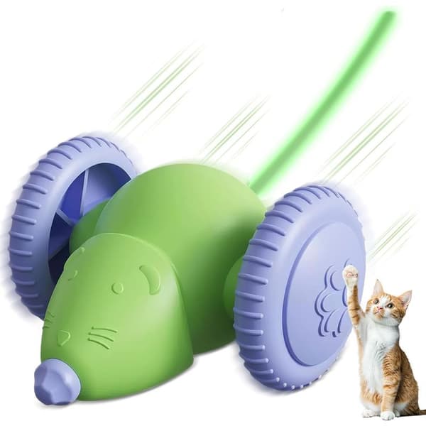 Automatic Cat Toy with LED Lights, USB Rechargeable Interactive Mouse, Indoor Cat Toy, Gift for Kittens