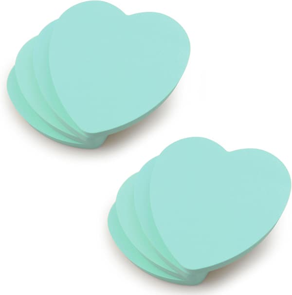 8-pack Heart-shaped Sticky Notes Pastel 100 Sheets Per Pad 7.6 x 7.6 cm Removable Self-adhesive Sticky Notes blue