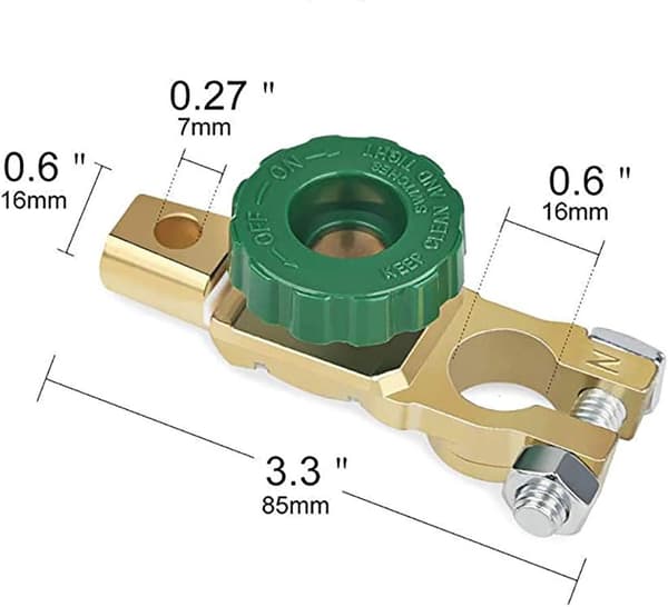 Batteribryter for bilkrets, polterminaler 6-24V