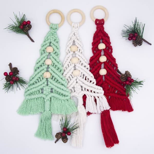 Macrame Christmas Tree 3-pack Bohemian Christmas Decorations Christmas Tree Ornaments Ready Christmas Tree Set Wall Decoration