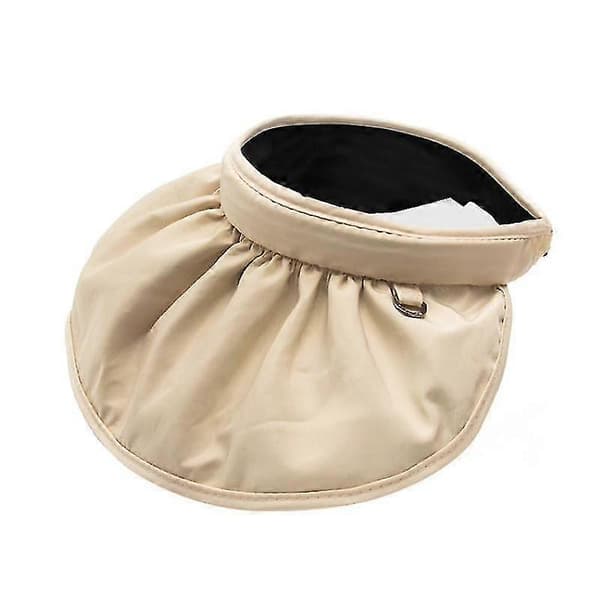Sommervisirhat til damer, solvisirkasket, solhat, UV-beskyttelse, strandhat, rejsehat, beige