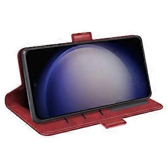 Compatible Case for Samsung Galaxy S24 PU Leather Dual Magnetic Clasp Protective Shell (Red)