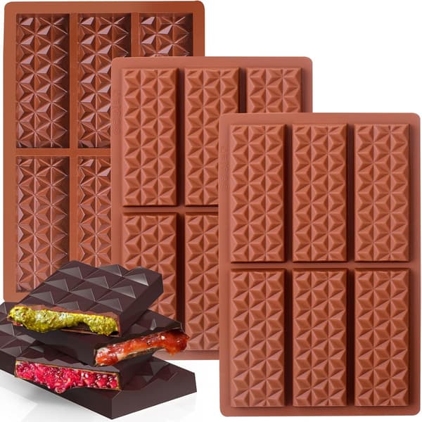 Silikone Chokoladeforme Sæt Med 3 Geometriske Bageforme Med 6 Hulrum Hver