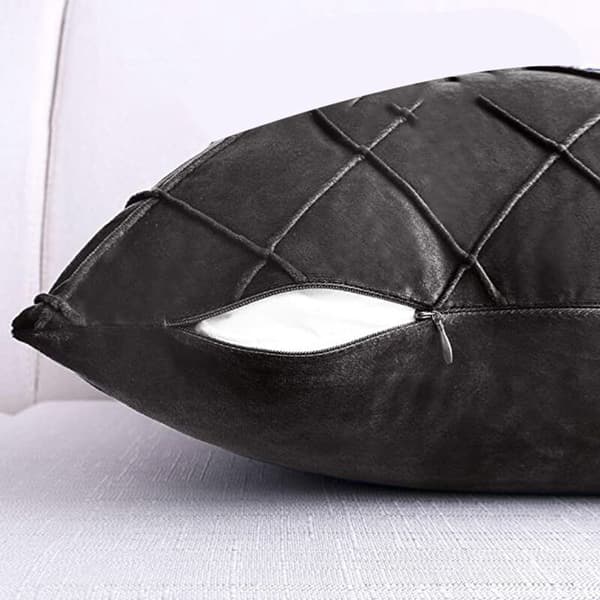 Fløjlspudebetræk 45,7 x 45,7 cm, sæt med 2 dekorative pudebetræk til sofa, soveværelse, bil, sort