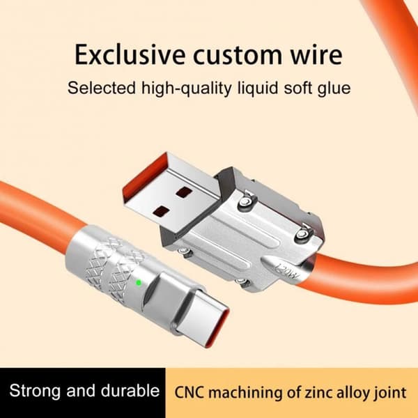 120W 6A Super Charge USB C Charging Cable USB Type-C Charging + Data Transfer 2-in-1 Mobile Phone Cable Green (1M)