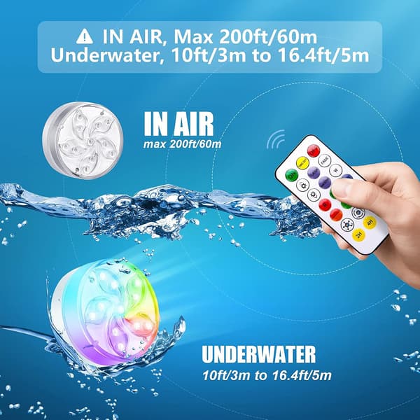 Bathtub Lights, RGB 11 LED Pond Lighting Pool Light, IP68 Waterproof Battery Operated Pool Lighting with RF Remote Control [Energy Class A++]