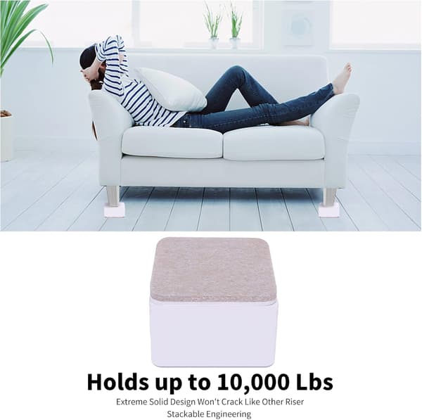 Bed Risers Furniture Risers Add 2 Inch Height, Solid Steel Support 10000 lbs, Table Risers, Chair