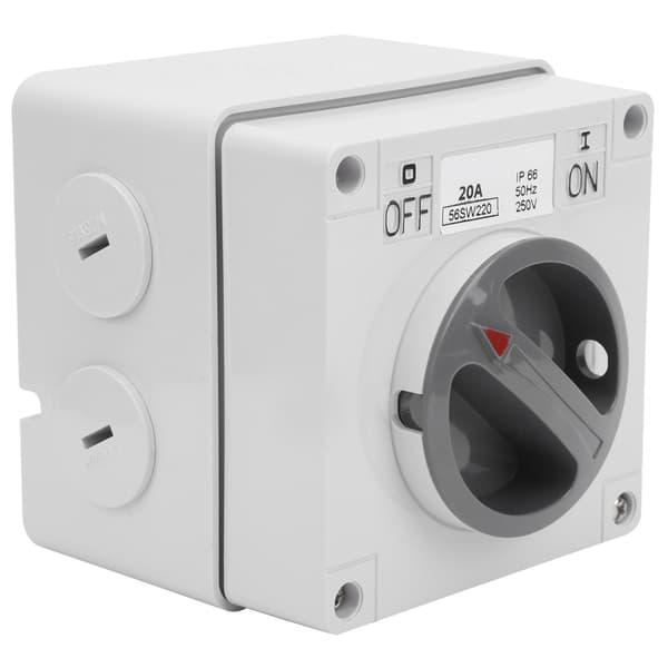 Outdoor Waterproof Switch Socket Dustproof Insulation Rotary On/Off Buttons and Indicators 250V (2P20A)