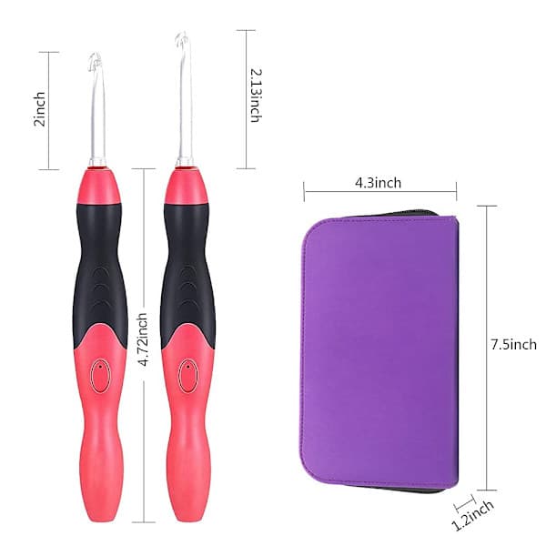 Luminous Crochet Hook Set - 11 Sizes Interchangeable Heads. With Case, USB Rechargeable LED Lighted Crochet Hook, A