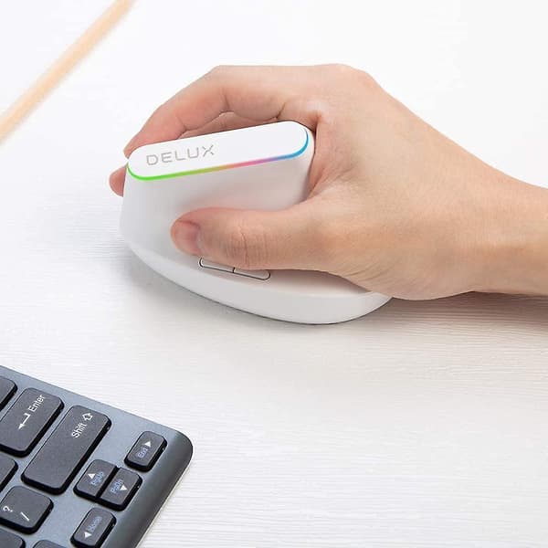 For Delux M618c Ergonomic Wireless Vertical Mouse, 2.4ghz 6 Buttons 1600dpi Optical Laptop Computer Mouse (white)
