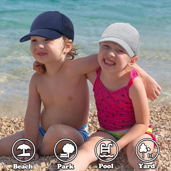 Adjustable Dinosaur Pattern Sun Hat for Children Ages 2-5 Navy