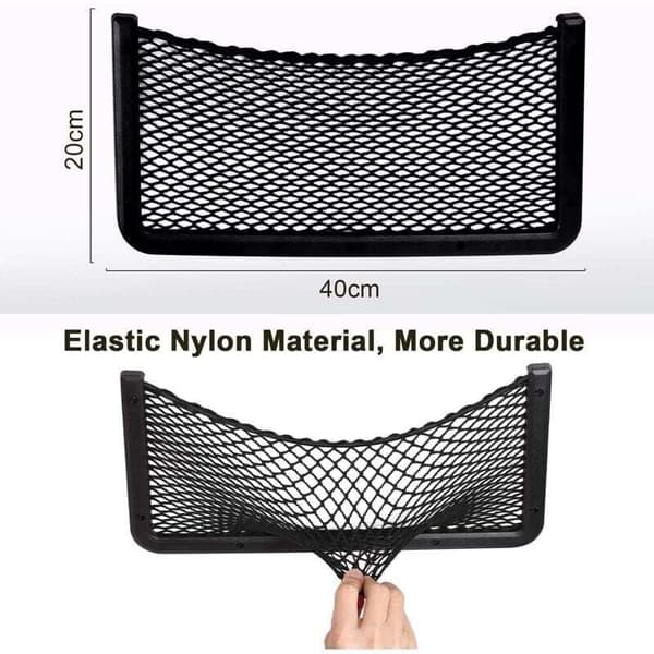 3 stk. Bilorganisatorlomme 40x20 CM Elastisk Mesh Opbevaringsnet til Bil, Camping, Båd, Hjem