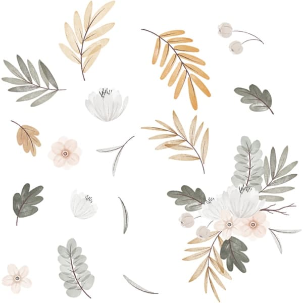 Set med väggdekaler Blommor Växter Väggdekoration