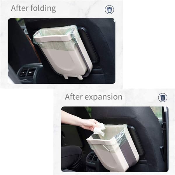 Portable Hanging Trash Can Mini Foldable Waste Bin Garbage Can for Hanging Over Drawer Cabinet Kitchen Bedroom Bathroom A