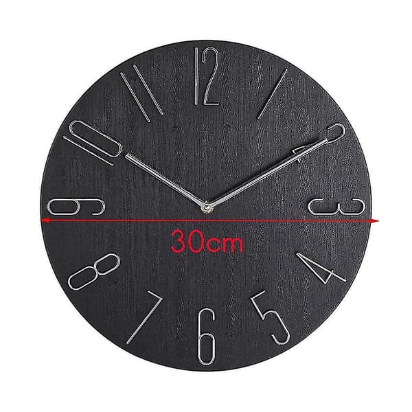 Enkel Väggklocka 30 cm Vardagsrum Hem Väggklocka Mode Sovrum Väggklocka-Svart[qb]
