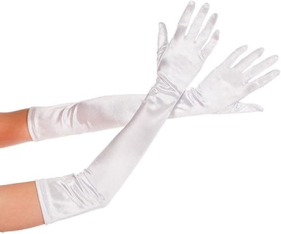 Women's Long Satin Gloves, Elbow Length, 1920s Opera Wedding