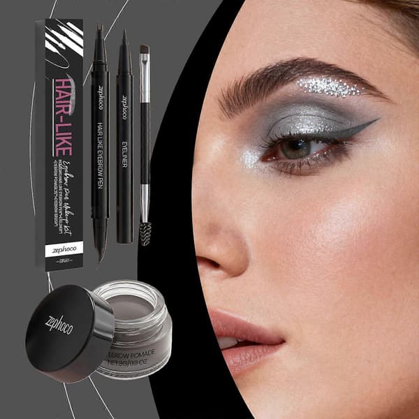 Zephoco Grey Eyebrow Dyeing Set: A Natural, Three-Dimensional, Silky And Smooth Eyebrow Contour For Daily Use