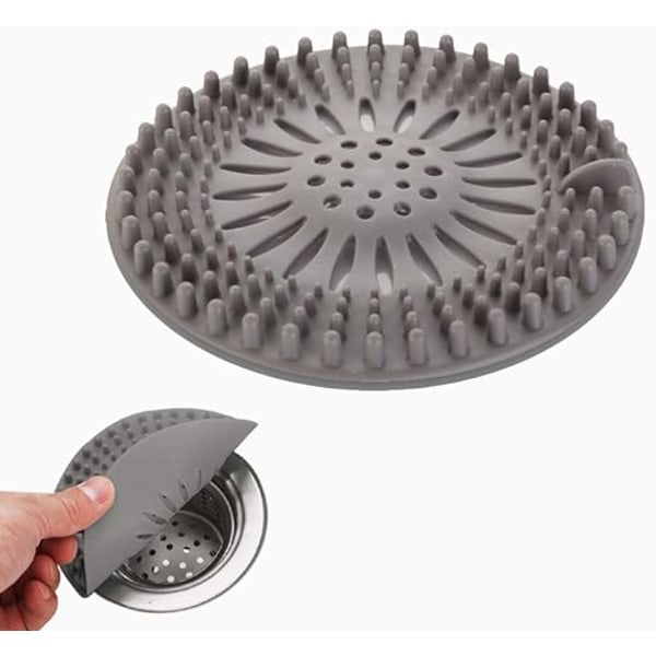 Pak silikoneafløbsbeskyttere (grå), si til køkkenvask