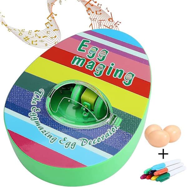 Easter Egg Decoration Kit, Electric Easter Egg Painting Machine with 8 Color Pens and 3 Eggs DIY Egg Machine Easter Egg Rotating Painter for Adults