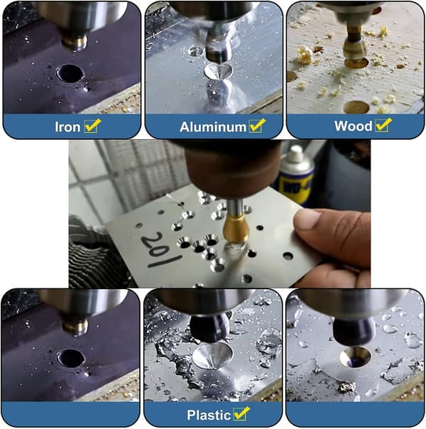 4 pcs Titanium Coated Countersink and Deburring Tool Set for Metal and Wood
