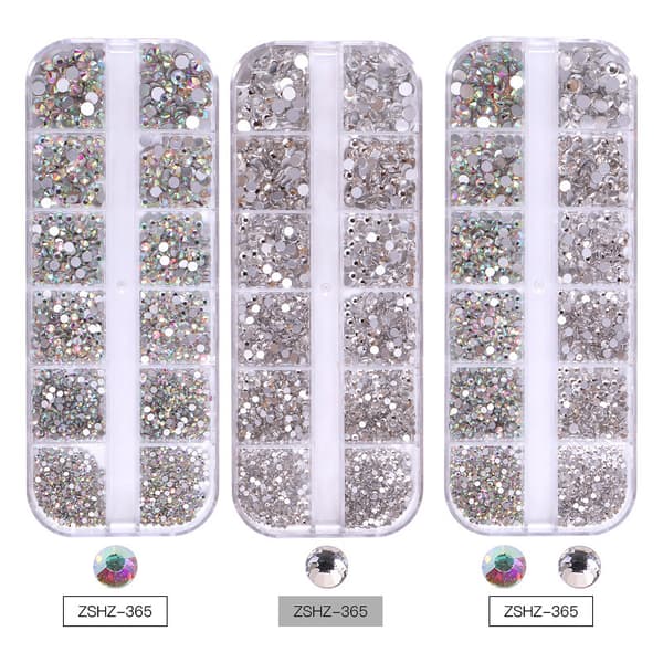 Used for nail art 3 boxes, crystal gemstone flat back and transpa