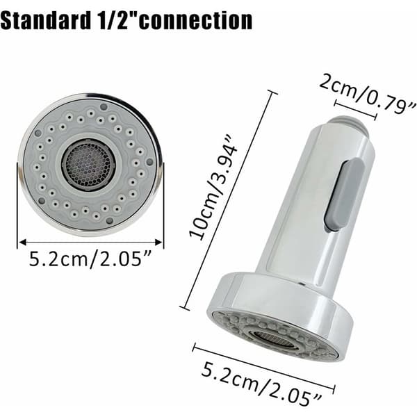 Kitchen Spray Head with 2 Modes - Kitchen Faucet Spray Head - Replacement Spray Head for Pull-Out Kitchen Faucet - Chrome G1/2