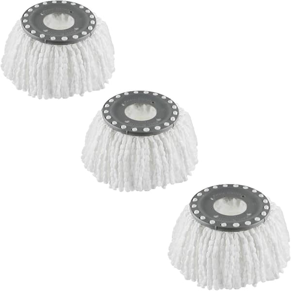 3-pakning premium erstatningsmoppehoder refill for 360° roterende rund spinmopp mikrofiber (hvit)