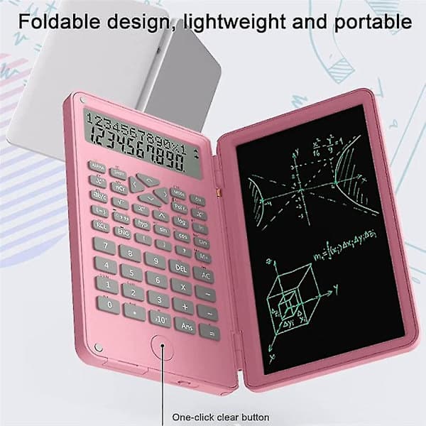 Scientific Calculator, 12-Digit LCD Display with Erasable Writing Pad, Foldable for Home and School