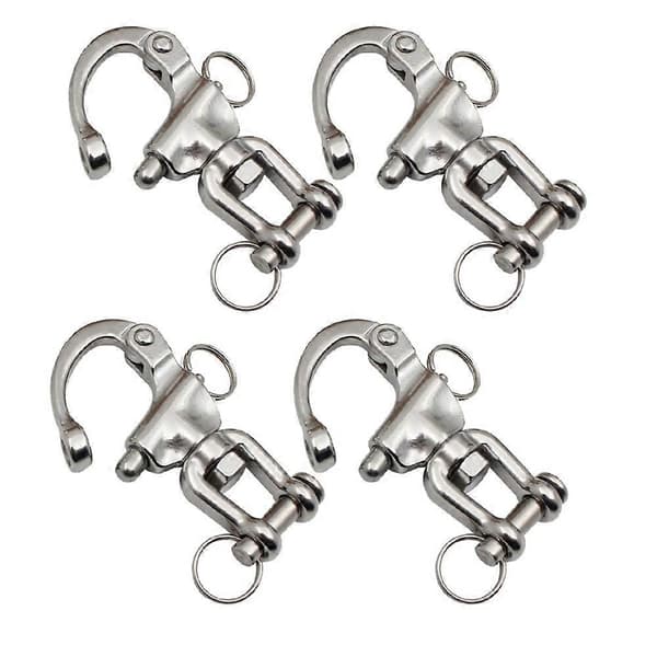 4 STK 316 Rustfritt Stål Svingbar Hurtigutløser for Seiling Fall, Båtrigg Sølv Silver