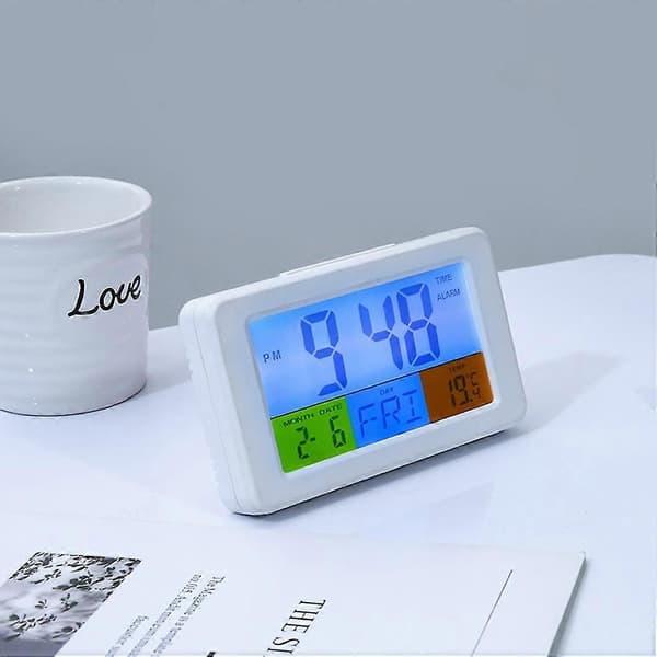 LCD Farve Elektronisk Vækkeur Multifunktion Temperatur Nedtælling Digitalt Ur Snooze Sengebord
