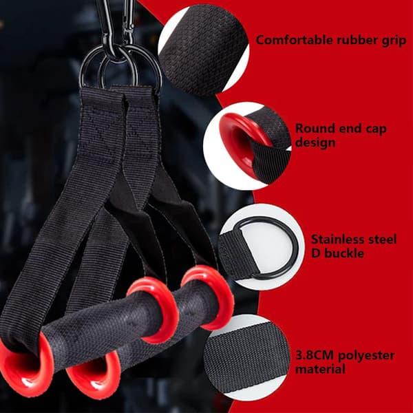 Gym Cable Handles, 2 Pcs Exercise Handles D-Handle, Resistance Band Handles, Nylon Strap, Gym Workout Strength Training Handles