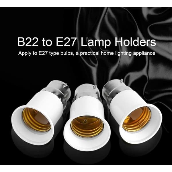 B22 Male to E27 Female Socket Light Bulb Adapter Converter, 5pcs Light Guide Lamp Base No Fire Hazard
