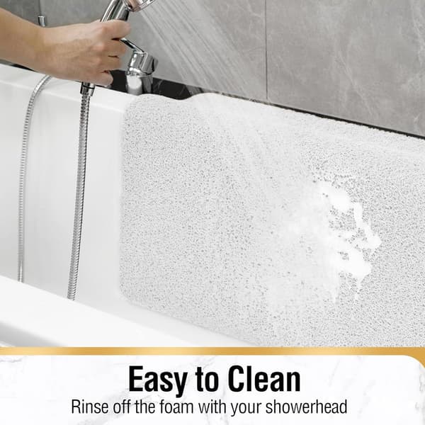 Non-slip Shower Mat - with Drain, Soft PVC Loofah Bath Mat, Quick-Drying - White - 40x60 cm