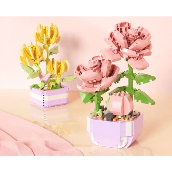 1. Mini Mursten Blomsterbuket Byggesæt Julegaver Blomster