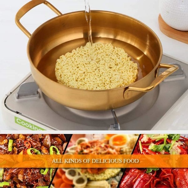 Rustfrit Stål Hverdags Pan Farve Noodle Ramen Pot Lille Kødgryder Pasta Gryder Stir Fry Pan Små Gryder til Hjemmet--20*7cm