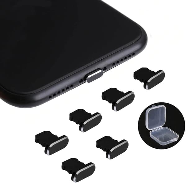 6 pölytulppaa iPhone 14 Pro Maxille (musta)