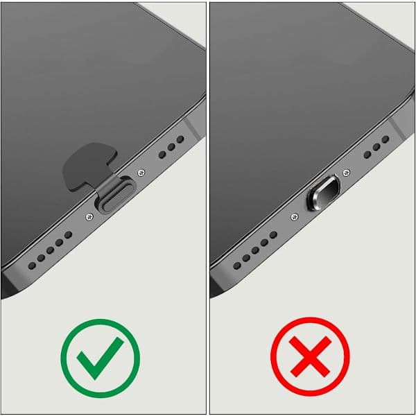 USB-C Port Dustproof Plug - 6 Pieces - Dustproof and Waterproof - Black