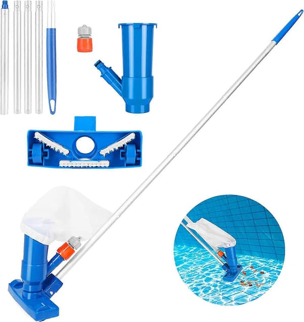 Pool Vacuum Cleaner, Pool Jet Vacuum Cleaner with 5-Section Pole, Portable Vacuum Accessories