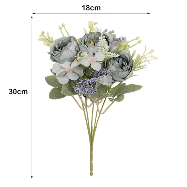 Simulerede blomster Kunstige pæonblomster Realistisk udsøgt kunstig blomsterarrangement til hjem bryllupsfest dekoration Green