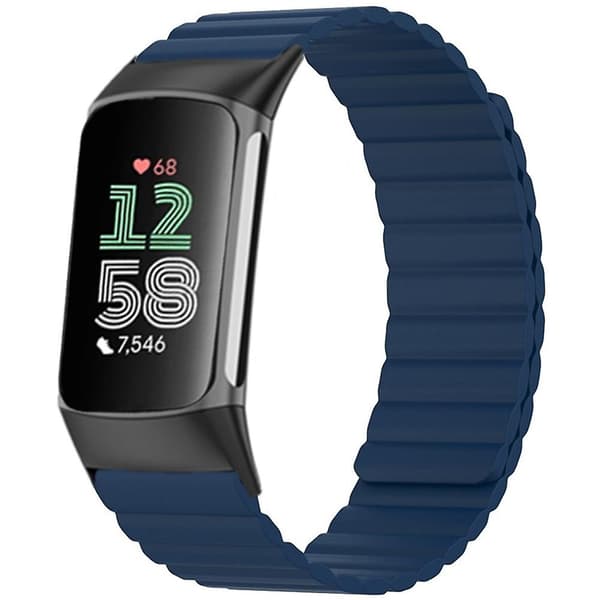 Magnetisk silikone urrem til Fitbit Charge 6/5, justerbar rem [DB] Blue Style H Fitbit Charge 6 Style H Fitbit Charge 6 Blue